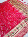 Rani pink color soft patola silk saree with zari weaving work