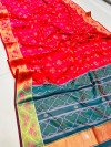 Gajari color patola silk saree with golden zari weaving work
