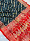 Black color bandhani silk saree with zari weaving work