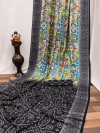 Multi color crape silk saree with kalamkari bandhej printed work