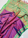 Magenta color soft muslin silk saree with woven design