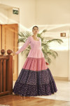 Multi color georgette gown with metallic foil work
