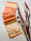 Light peach color soft paithani silk saree with zari weaving work