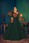 Green color georgette gown with embroidered work