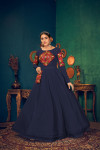 Blue color georgette gown with embroidered work
