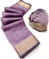 Purple color soft cotton saree with zari weaving work