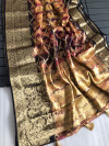 Magenta color organza silk saree with zari weaving work