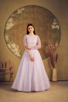 Lavender color net gown with metallic foil work
