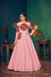 Pink color georgette gown with embroidered work