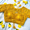 Girlish style yellow color chikankari work blouse