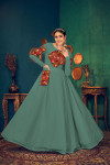 Pista green color georgette gown with embroidered work