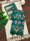 Bottle green color tussar silk saree with digital printed work