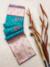 Rama green color soft paithani silk saree with zari weaving work