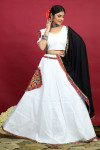 Navratri wear white color embroidered work rayon cotton lehenga choli