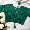 Girlish style green color chikankari work blouse