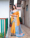 Multi color kanchipuram silk saree with zari weaving work