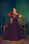 Purple color georgette gown with embroidered work