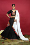 Navratri wear black color embroidered work rayon cotton lehenga choli
