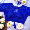 Girlish style royal blue color chikankari work blouse