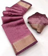 Peach color soft cotton saree with zari weaving work