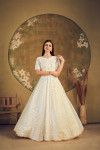 White color net gown with metallic foil work