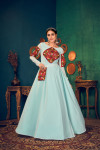 Sky blue color georgette gown with embroidered work