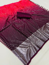 Magenta and gajari color soft georgette saree with foil printed work