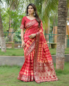 Gajari color dola silk saree with zari weaving work