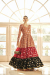 Multi color georgette gown with metallic foil work
