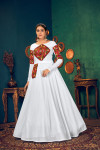 White color georgette gown with embroidered work