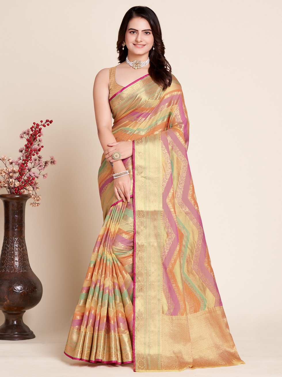 Buy Saree Exotica Soft Silk Multi Colour Grand Kubera Pattu & Rich Pallu  Saree Online at Best Prices in India - JioMart.