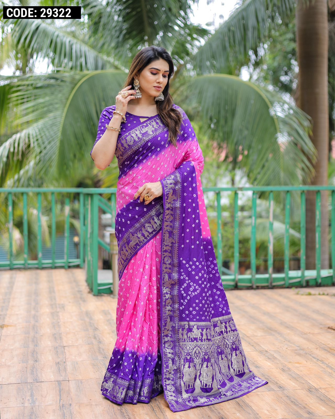 Chendamangalam green and violet check saree - Byhand Kochi