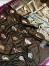 Brown color lichi silk saree with silver zari weaving heavy work