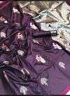 Magenta color Lichi silk saree with silver zari weaving heavy work