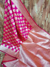 Pink color kanchipuram silk handloom saree with zari work