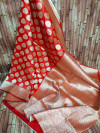 Red color kanchipuram silk handloom saree with zari work