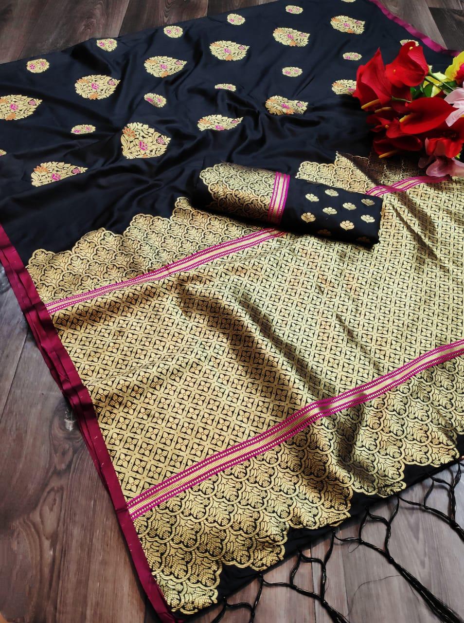 Soft & Pure cotton silk saree with pure gold zari work