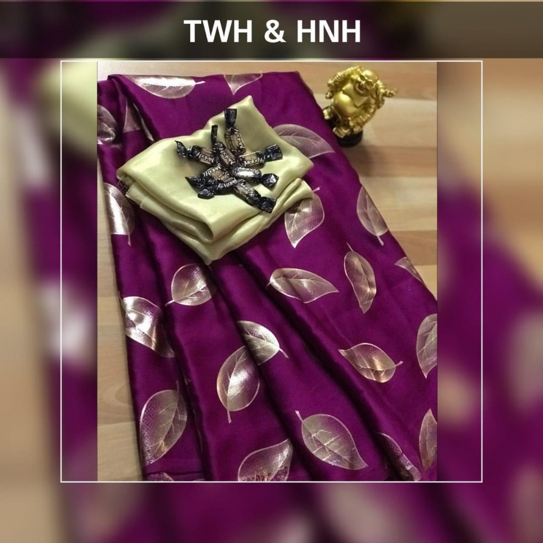 Wine color pure Satin silk saree