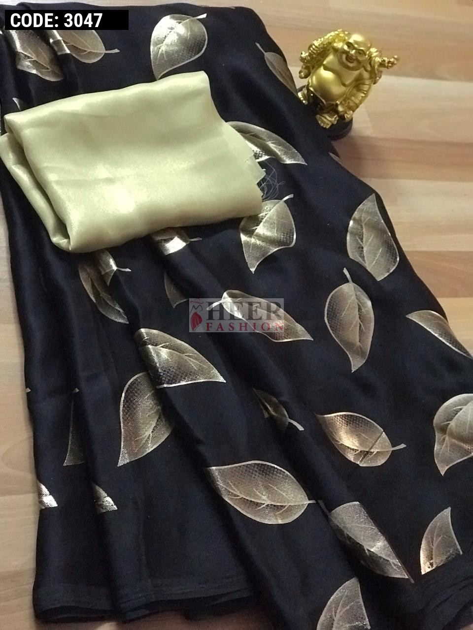 Buy Dark Grey Pure Satin Silk Designer Saree | Appelle Fashion