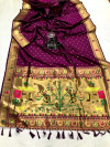 Magenta color paithani silk saree with golden zari weaving work