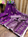 Magenta color cotton silk saree with embroidery work