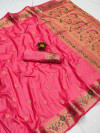 Light pink color paithani silk saree with zari weaving work