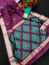 Magenta color raw silk saree with sequence woven pallu