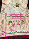 Off white color paithani silk saree with golden zari weaving work