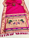 Rani pink color paithani silk saree with golden zari weaving work