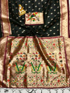 Black color paithani silk saree with weaving work