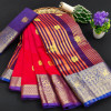 Red color soft cotton silk saree with rich pallu