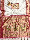 White color paithani silk saree with weaving work