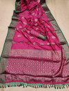Pink color khicha silk saree with zari weaving work