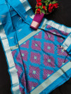 Firoji color raw silk saree with sequence woven pallu